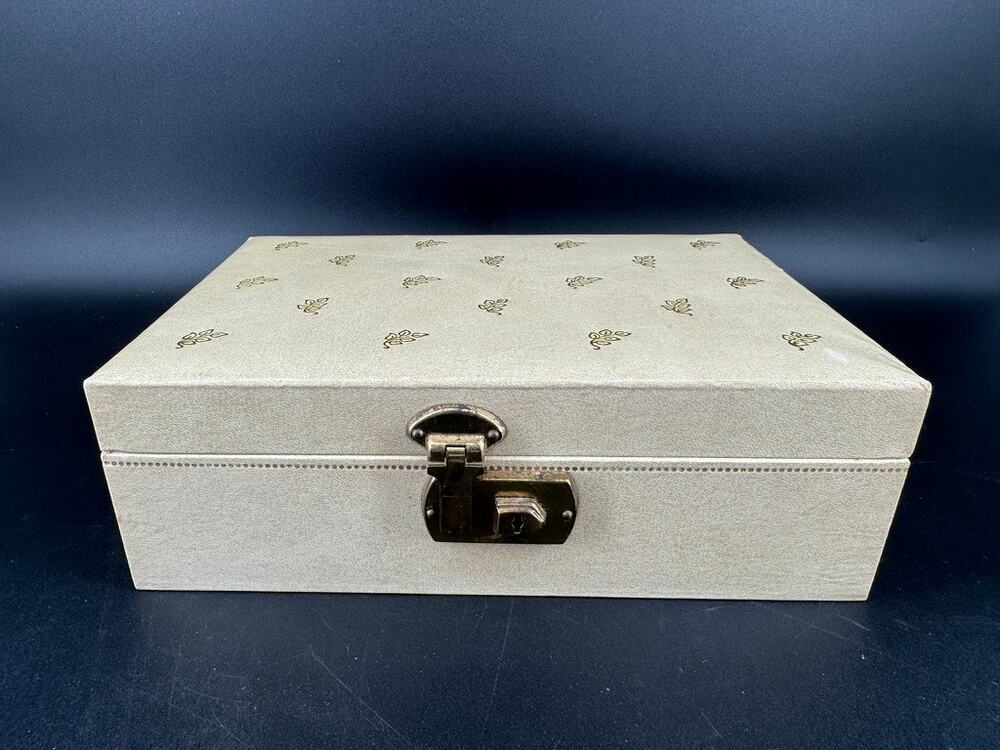 Vintage 1950s Bond St Jewel Case Jewelry Box Pink Velvet Mirror Key MCM